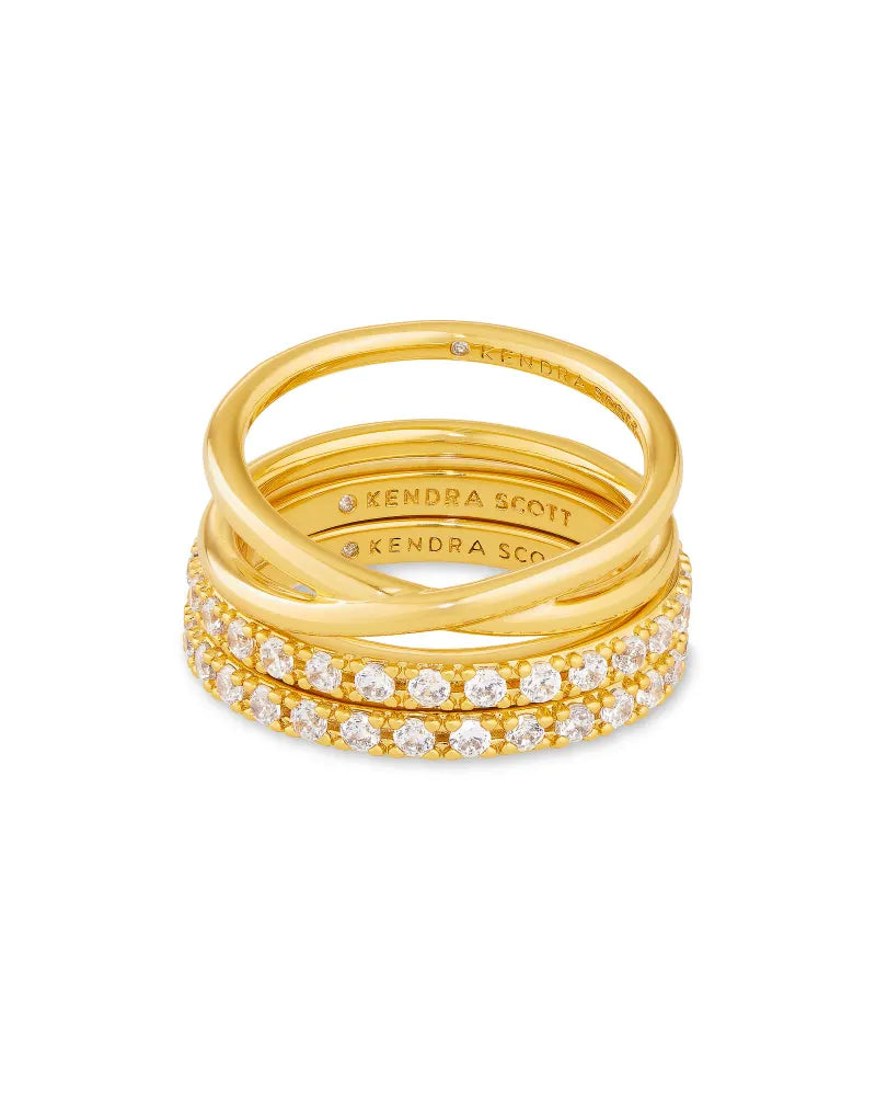 Kendra Scott Livy Ring Set Of 3 Gold Metal Size 9-Rings-Kendra Scott-R1192GLD-The Twisted Chandelier