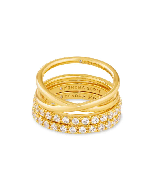 Kendra Scott Livy Ring Set Of 3 Gold Metal Size 9-Rings-Kendra Scott-R1192GLD-The Twisted Chandelier
