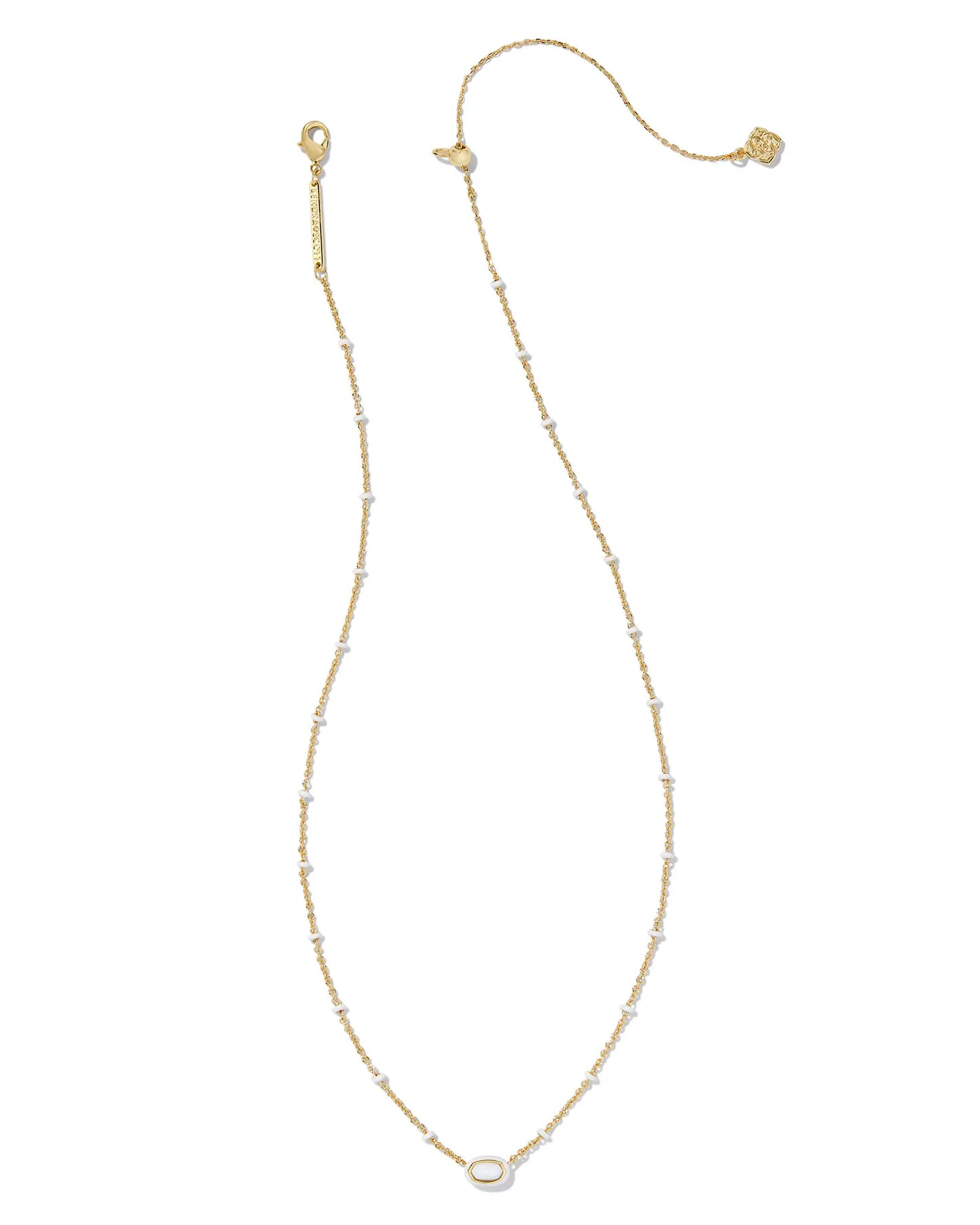 Kendra Scott Mini Elisa Enamel Frame Short Pendant Necklace Gold White Mother of Pearl-Necklaces-Kendra Scott-CR 07/31/24,FD 07/31/24,gameday,N00720GLD-The Twisted Chandelier
