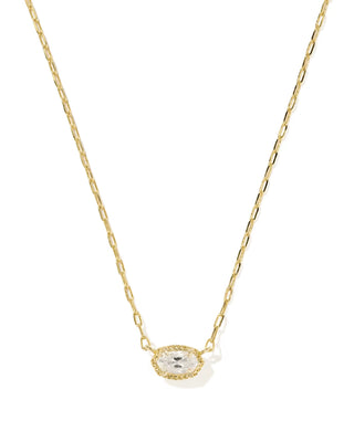 Kendra Scott Mini Elisa Luxe Short Pendant Necklace Gold White CZ-Necklaces-Kendra Scott-HOLIDAY2026 KS-The Twisted Chandelier