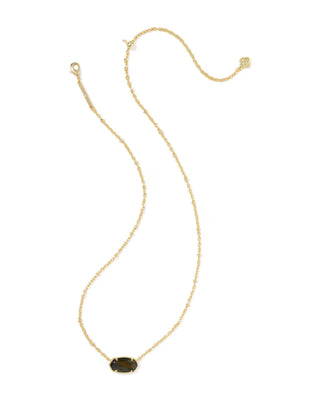 Kendra Scott Tiger Striped Elisa Short Pendant Necklace Gold Dark Brown Hawk's Eye