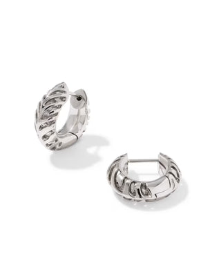 Kendra Scott Tiger Striped Mikki Huggie Earrings Silver