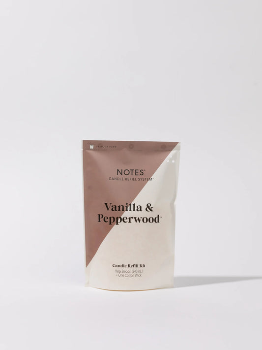 NOTES® Sustainable Candle Refill Kit - Vanilla & Pepperwood-Candles-Notes Candles-The Twisted Chandelier