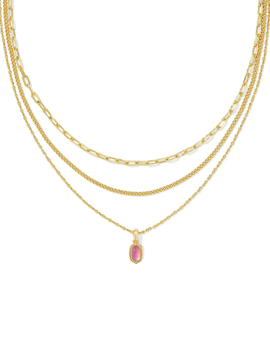 Kendra Scott Mini Elisa Triple Strand Necklace Gold Azalea Illusion-Necklaces-Kendra Scott-FD 03/05/25,N00990GLD-The Twisted Chandelier