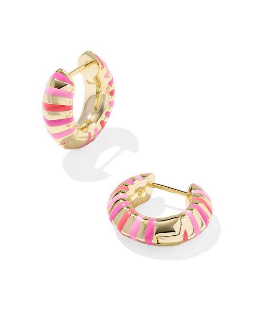Kendra Scott Mikki Enamel Huggie Earrings Gold Pink Mix-Earrings-Kendra Scott-E00794GLD,Sale Kendra Scott-The Twisted Chandelier