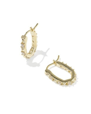 Kendra Scott Fate Huggie Earrings Gold White CZ-Earrings-Kendra Scott-HOLIDAY2026 KS-The Twisted Chandelier