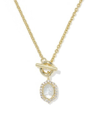 Kendra Scott Daphne Crystal Frame Toggle Necklace Gold Ivory Mother of Pearl-Necklaces-Kendra Scott-HOLIDAY2026 KS-The Twisted Chandelier
