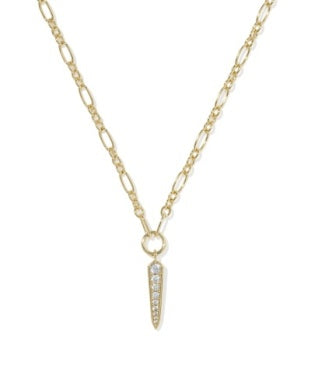 Kendra Scott Fate Short Pendant Necklace Gold White CZ-Necklaces-Kendra Scott-HOLIDAY2026 KS-The Twisted Chandelier