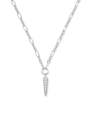 Kendra Scott Fate Short Pendant Necklace Silver White CZ-Necklaces-Kendra Scott-HOLIDAY2026 KS-The Twisted Chandelier
