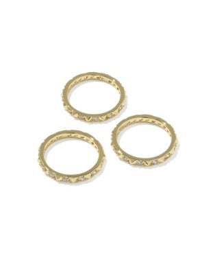 Kendra Scott Fate Ring Set of 3 Gold White CZ Size 8-Rings-Kendra Scott-HOLIDAY2026 KS-The Twisted Chandelier