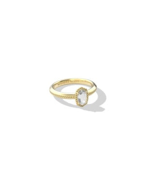 Kendra Scott Mini Elyse Luxe Band Ring Gold White CZ Size 8-Rings-Kendra Scott-HOLIDAY2026 KS-The Twisted Chandelier