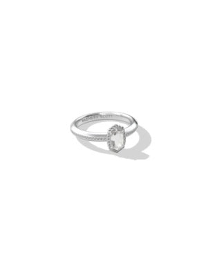 Kendra Scott Mini Elyse Luxe Band Ring Silver White CZ Size 6-Rings-Kendra Scott-HOLIDAY2026 KS-The Twisted Chandelier