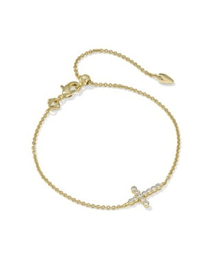 Kendra Scott Cross Crystal Delicate Chain Bracelet Gold White CZ-Bracelet-Kendra Scott-The Twisted Chandelier