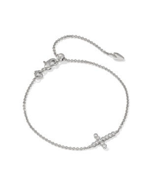 Kendra Scott Cross Crystal Delicate Chain Bracelet Silver White CZ-Bracelet-Kendra Scott-The Twisted Chandelier