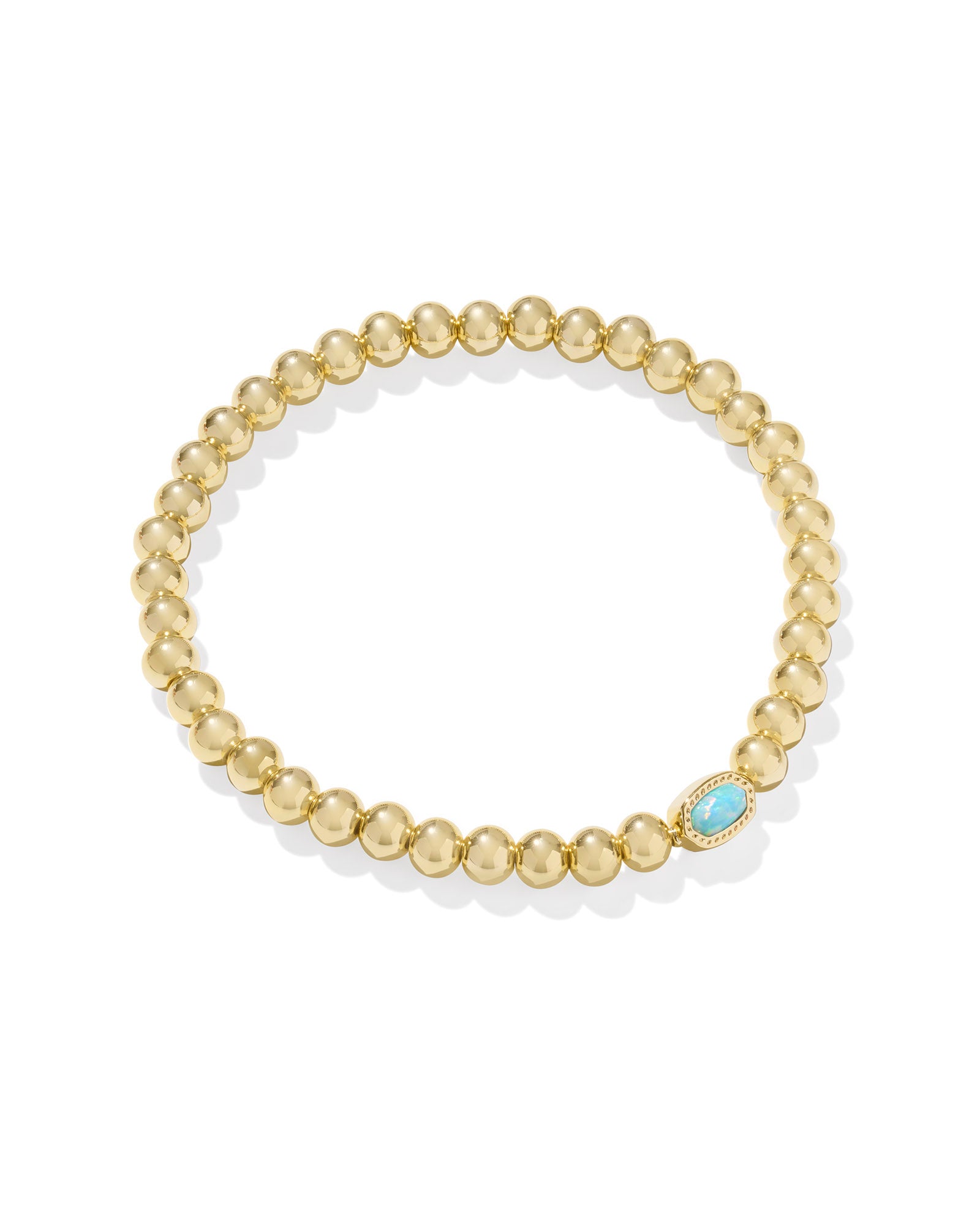 Kendra Scott Mini Elaina Stretch Bracelet Gold Light Teal Kyocera Opal-Bracelets-Kendra Scott-B00252GLD,FD 03/05/25-The Twisted Chandelier