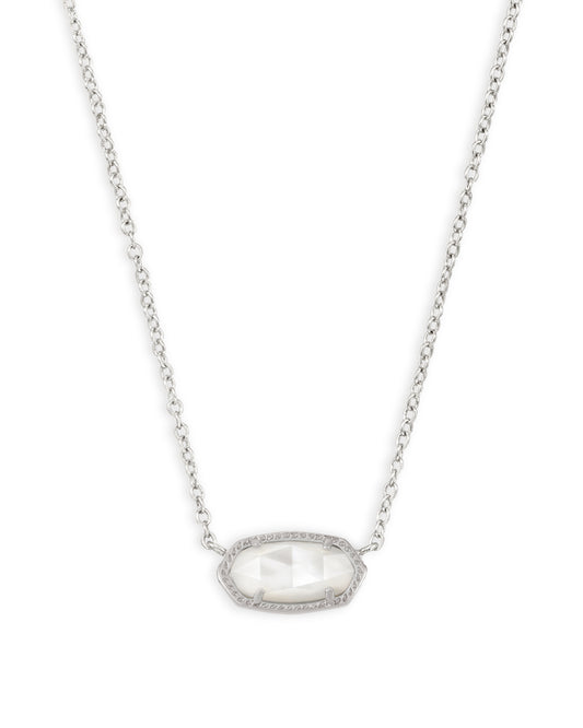 Kendra Scott Elisa Short Pendant Necklace Silver Ivory Mother of Pearl-Necklaces-Kendra Scott-N5067RHD-The Twisted Chandelier