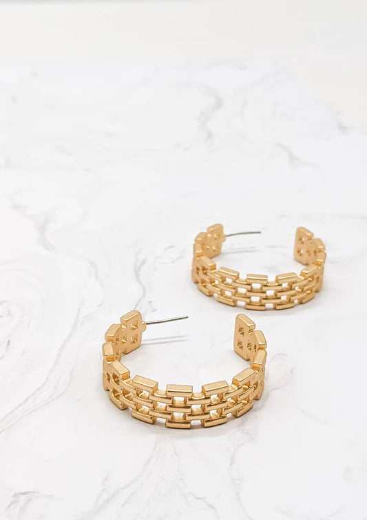 Darian Hoop Earrings- Satin Gold-Earrings-MY GIRL IN LA-The Twisted Chandelier