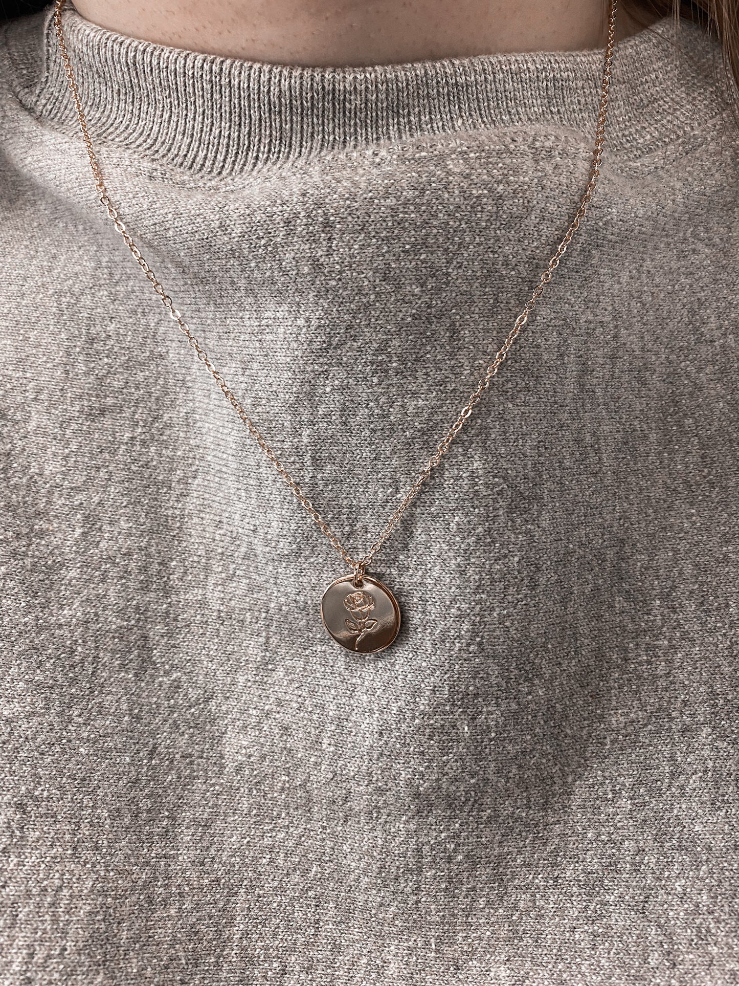 Birth Flower Round Pendant Necklace-Necklaces-Bonita-FEB2022-June-The Twisted Chandelier